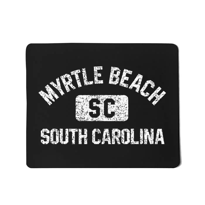 Myrtle Beach SC Gym Style Distressed White Print Mousepad