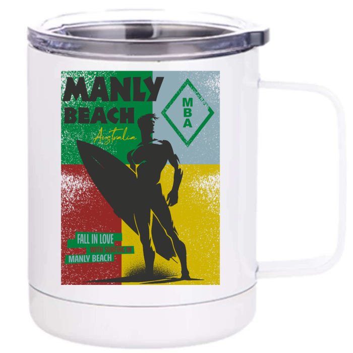 Manly Beach Sydney Australia Surfer Front & Back 12oz Stainless Steel Tumbler Cup