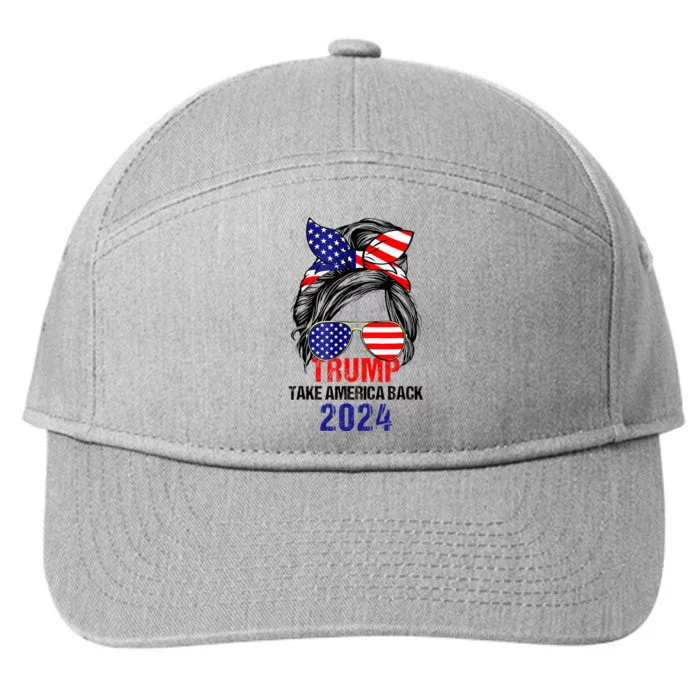 Messy Bun Support Trump 2024 Flag Take America Back 7-Panel Snapback Hat