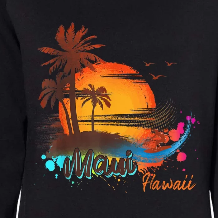 Maui-Hawaii Beach Summer Palm Trees Sunset Womens California Wash Sweatshirt