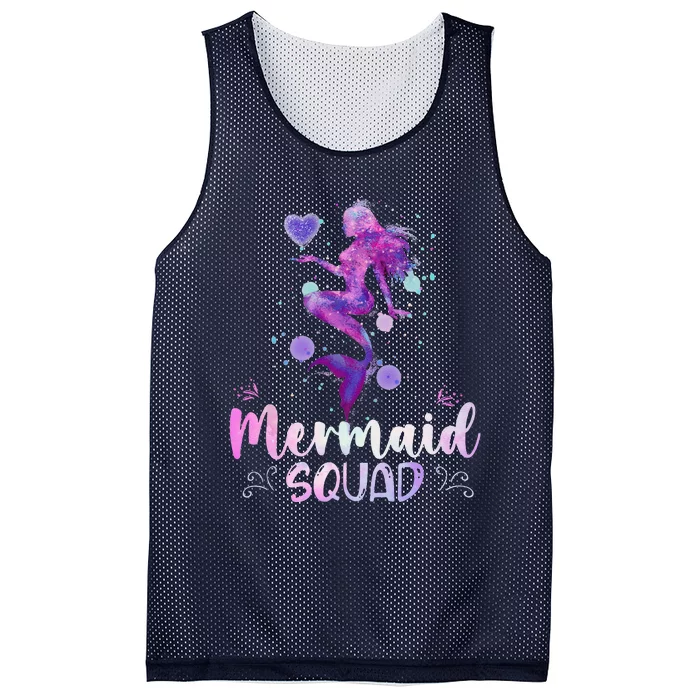 Mermaid Birthday Squad Party Women Mermaid Halloween Mesh Reversible Basketball Jersey Tank