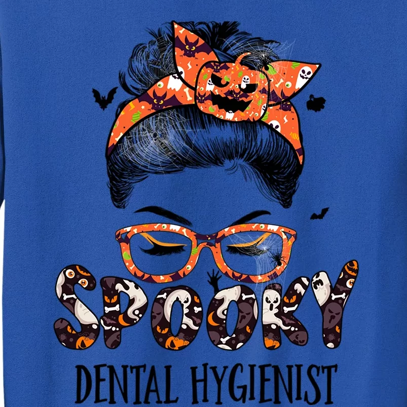 Messy Bun Spooky Dental Hygienist Pumpkin Halloween Bat Gift Sweatshirt