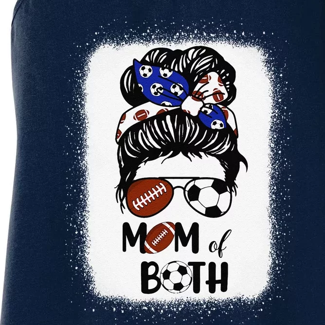 Messy Bun Soccer Mom Football Mom Of Both Mothers Day Women's Racerback Tank