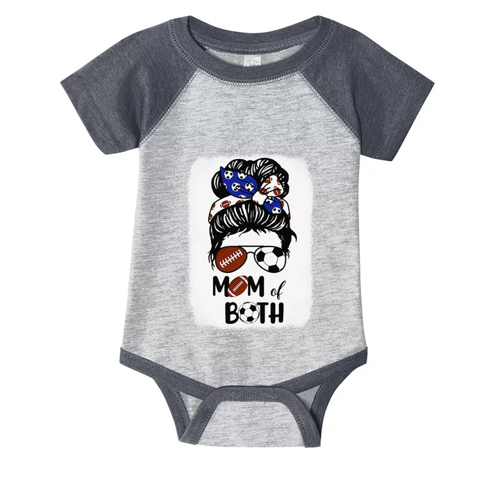 Messy Bun Soccer Mom Football Mom Of Both Mothers Day Infant Baby Jersey Bodysuit