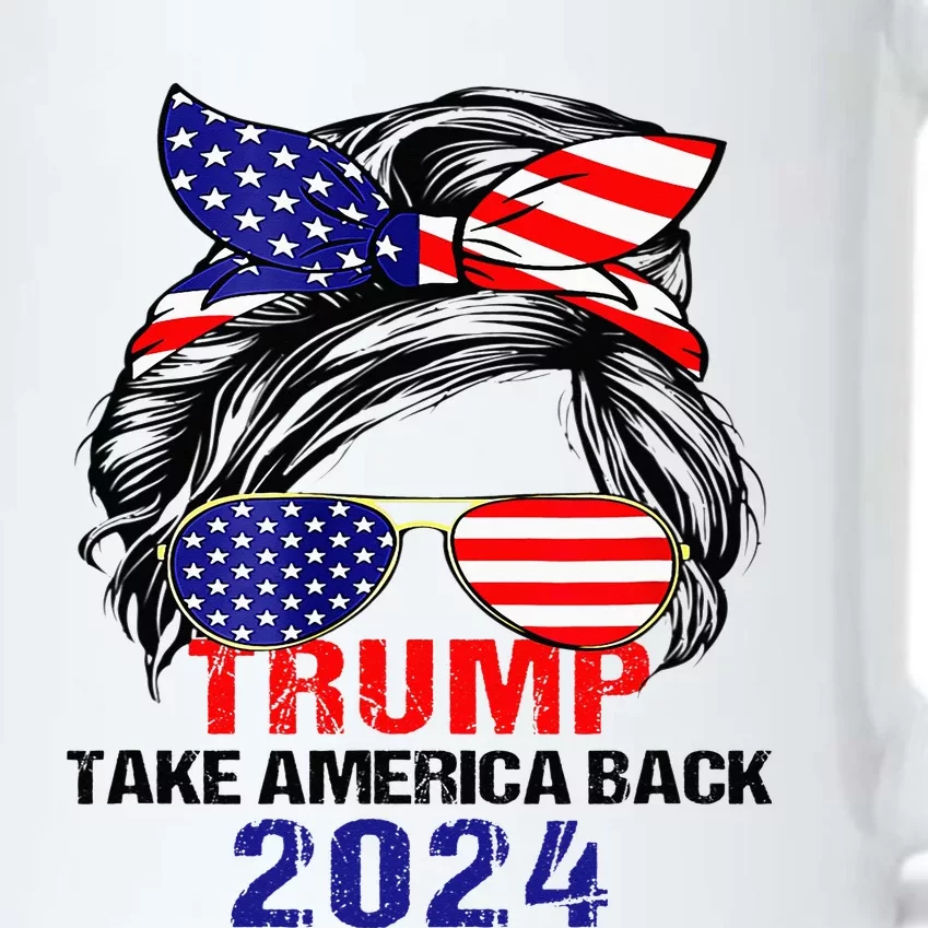 Messy Bun Support Trump 2024 Flag Take America Back Black Color Changing Mug