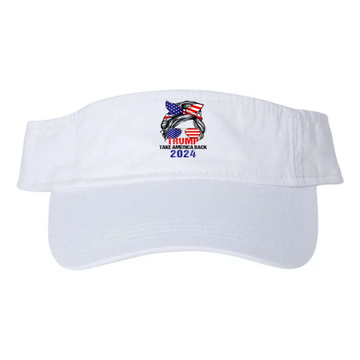 Messy Bun Support Trump 2024 Flag Take America Back Valucap Bio-Washed Visor