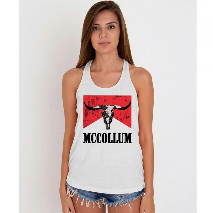 Mccollum Bull Skull Cute For Country Music Lover Women's Knotted Racerback Tank