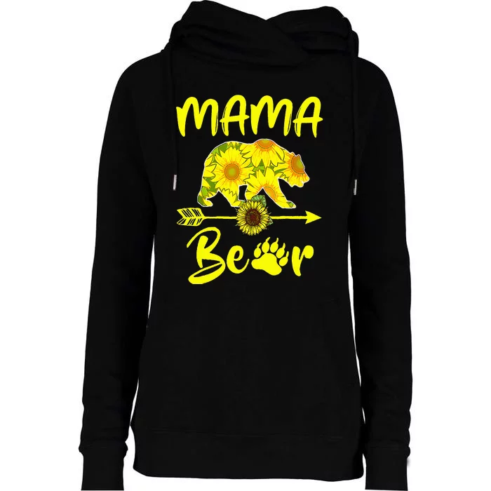 Mama Bear Sunflower Mother's Day Mommy Grandma Womens Funnel Neck Pullover Hood