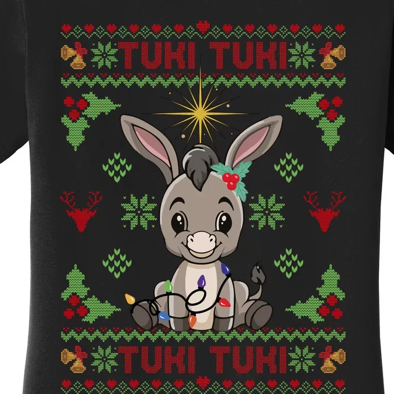 Mi Burrito Sabanero Mexican Funny Tuki Tuki Donkey Ugly Xmas Women's T-Shirt