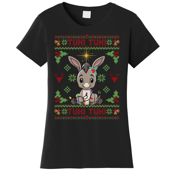 Mi Burrito Sabanero Mexican Funny Tuki Tuki Donkey Ugly Xmas Women's T-Shirt