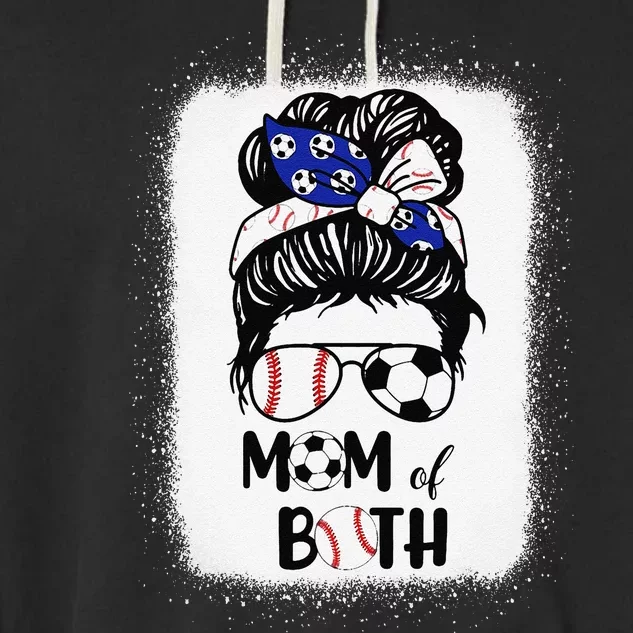 Messy Bun Soccer Mom Baseball Mom Of Both Mothers Day Garment-Dyed Fleece Hoodie