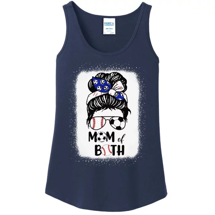 Messy Bun Soccer Mom Baseball Mom Of Both Mothers Day Ladies Essential Tank