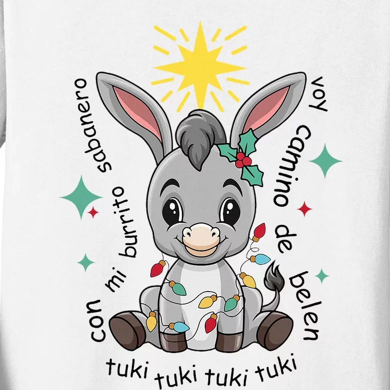 Mi Burrito Sabanero Mexican Tuki Tuki Donkey Latino Xmas Kids Long Sleeve Shirt