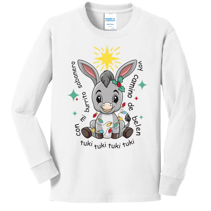 Mi Burrito Sabanero Mexican Tuki Tuki Donkey Latino Xmas Kids Long Sleeve Shirt