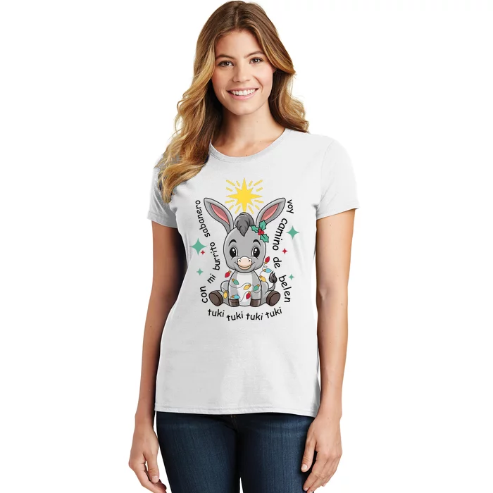 Mi Burrito Sabanero Mexican Tuki Tuki Donkey Latino Xmas Women's T-Shirt