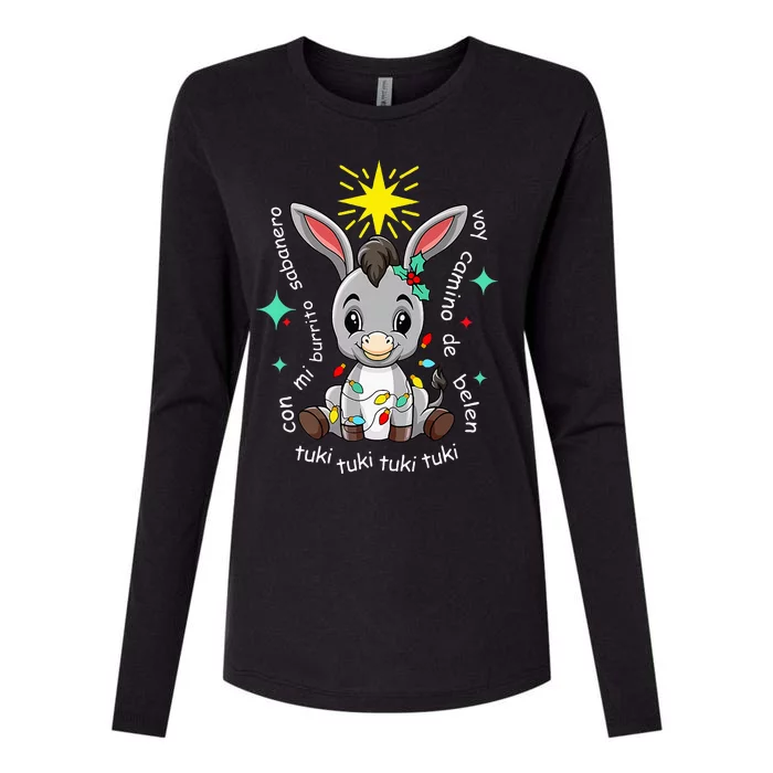 Mi Burrito Sabanero Mexican Tuki Tuki Donkey Latino Xmas Womens Cotton Relaxed Long Sleeve T-Shirt