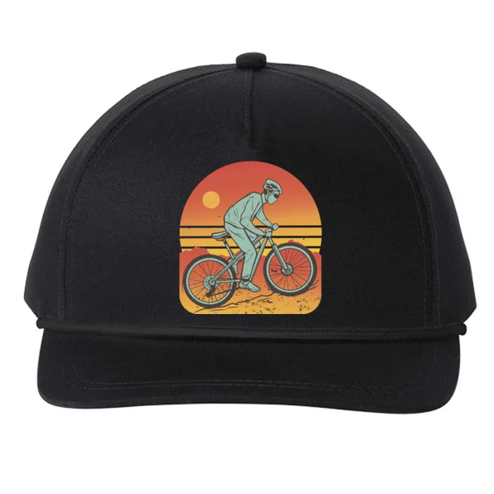 Mountain Biker Sunset Vintage Snapback Five-Panel Rope Hat