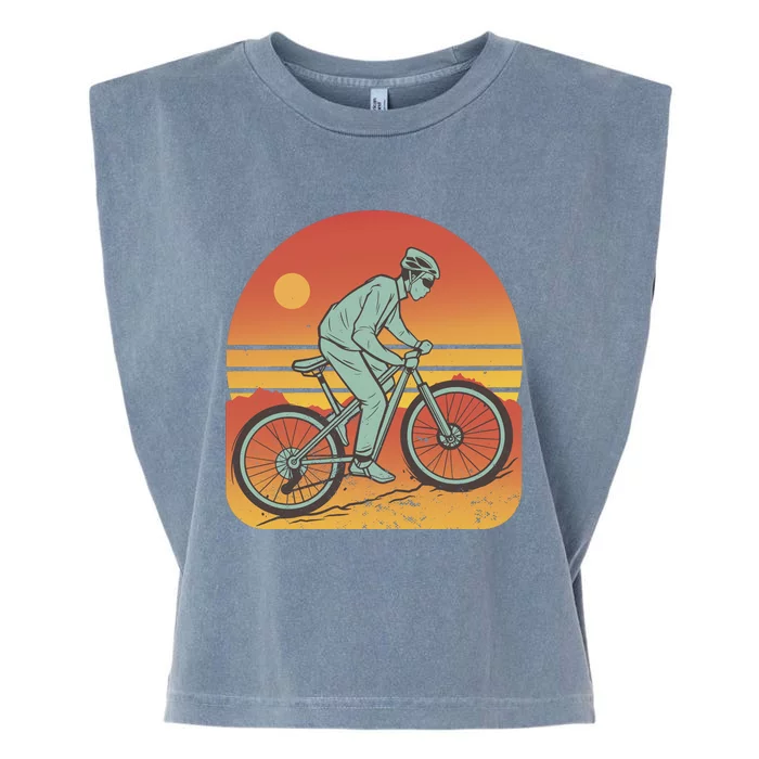 Mountain Biker Sunset Vintage Garment-Dyed Women's Muscle Tee