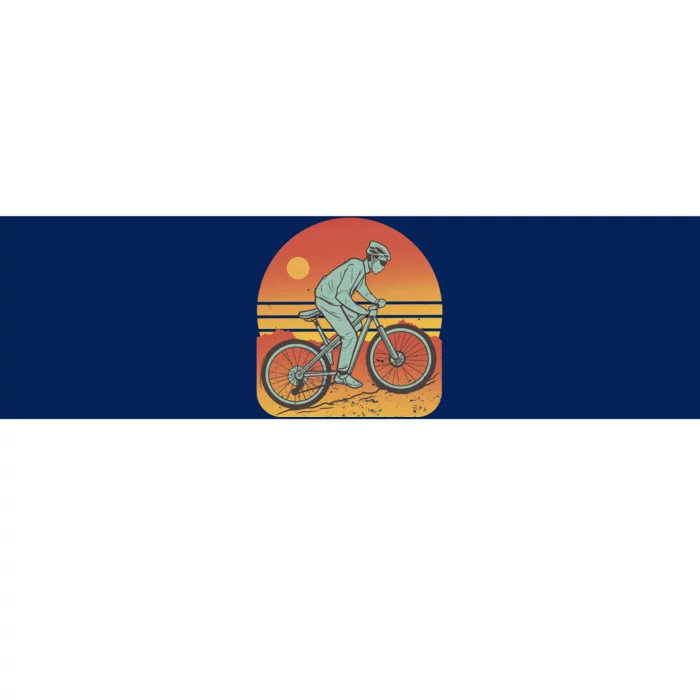 Mountain Biker Sunset Vintage Bumper Sticker