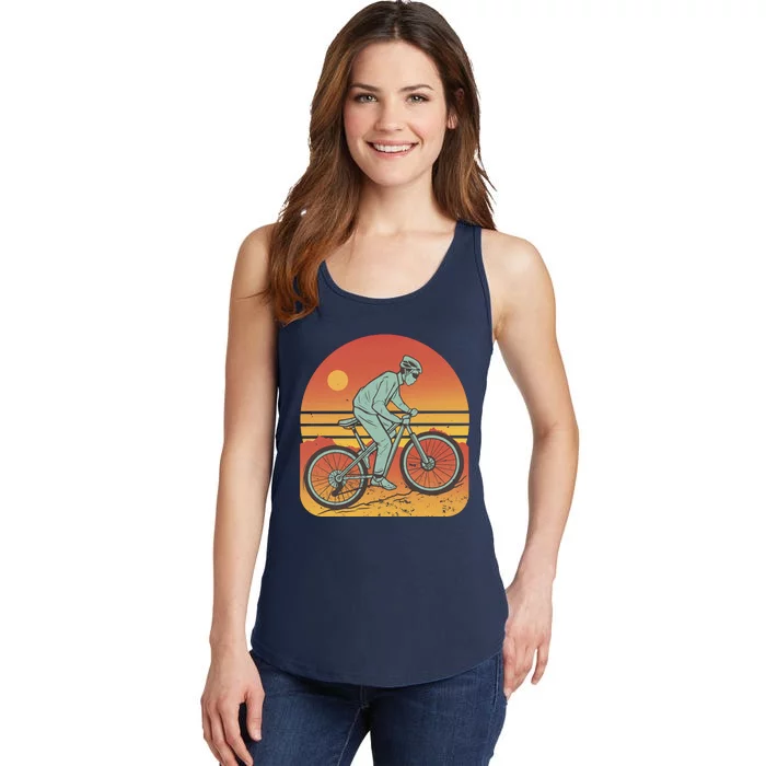 Mountain Biker Sunset Vintage Ladies Essential Tank