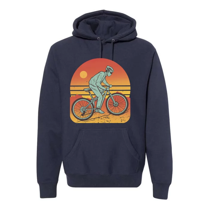 Mountain Biker Sunset Vintage Premium Hoodie