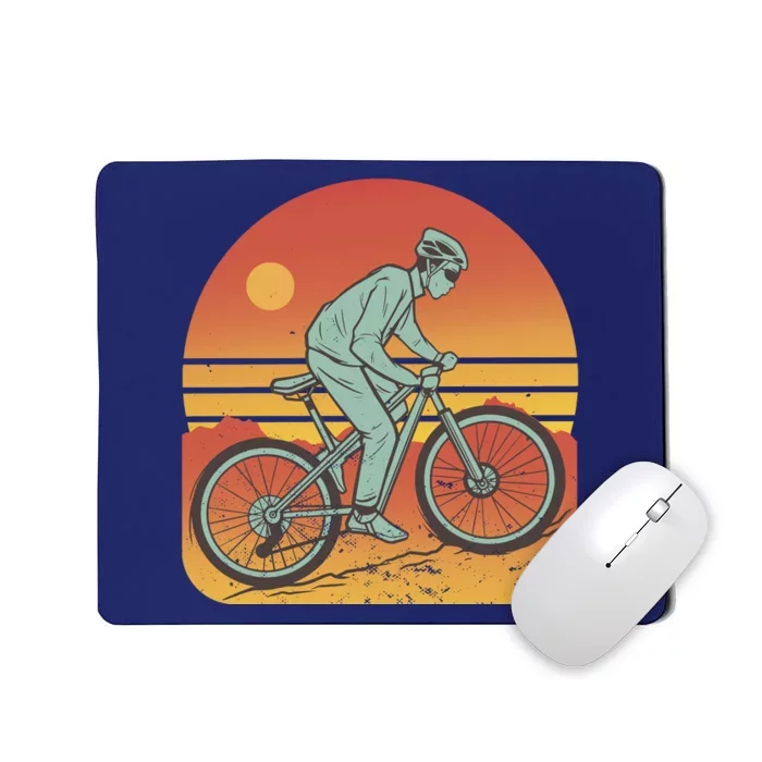 Mountain Biker Sunset Vintage Mousepad