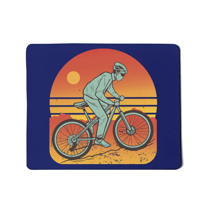 Mountain Biker Sunset Vintage Mousepad