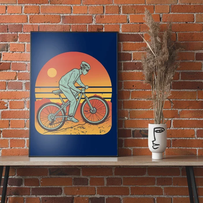 Mountain Biker Sunset Vintage Poster