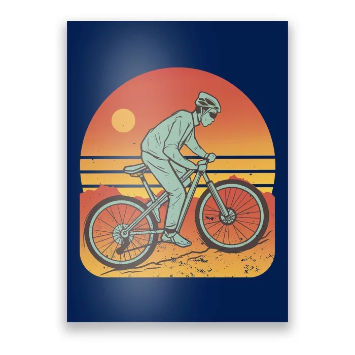 Mountain Biker Sunset Vintage Poster