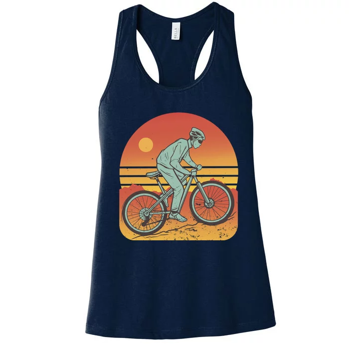 Mountain Biker Sunset Vintage Women's Racerback Tank