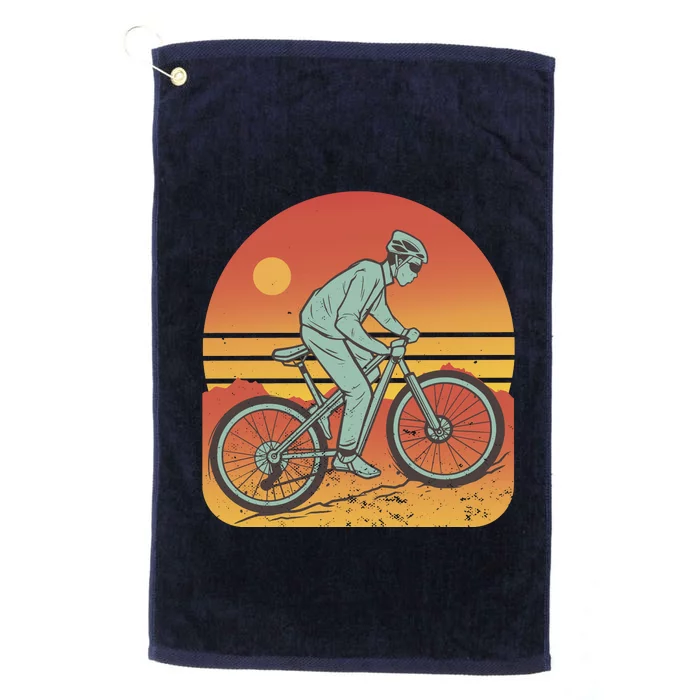 Mountain Biker Sunset Vintage Platinum Collection Golf Towel