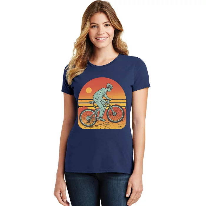 Mountain Biker Sunset Vintage Women's T-Shirt