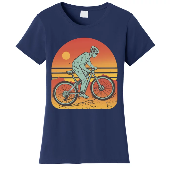 Mountain Biker Sunset Vintage Women's T-Shirt