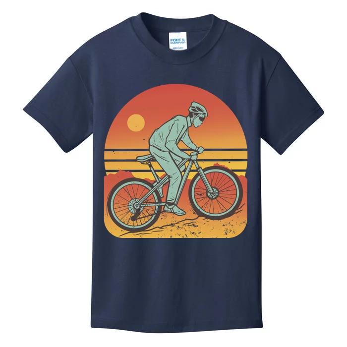 Mountain Biker Sunset Vintage Kids T-Shirt