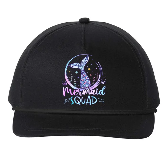 Mermaid Birthday Squad Party Snapback Five-Panel Rope Hat