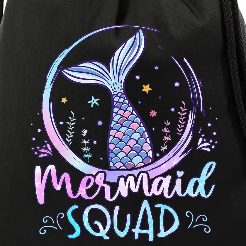 Mermaid Birthday Squad Party Drawstring Bag