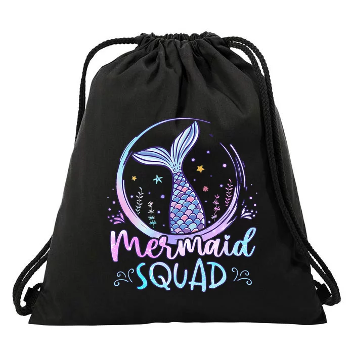 Mermaid Birthday Squad Party Drawstring Bag