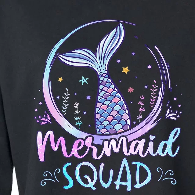 Mermaid Birthday Squad Party Cropped Pullover Crew