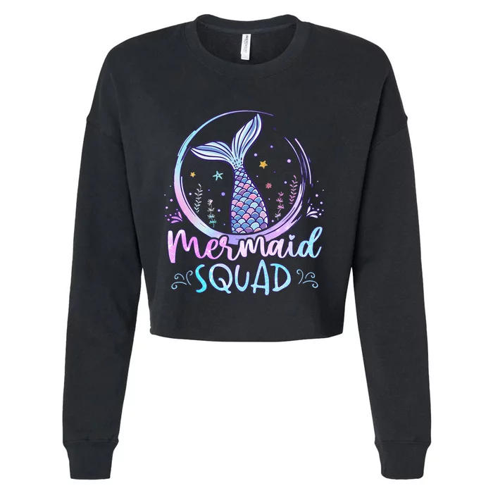 Mermaid Birthday Squad Party Cropped Pullover Crew