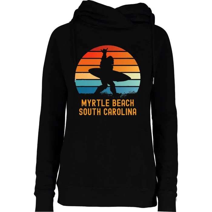 Myrtle Beach South Carolina Sasquatch Souvenir Womens Funnel Neck Pullover Hood