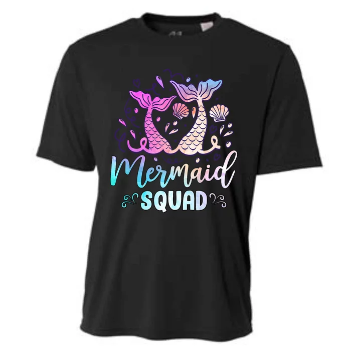 Mermaid Birthday Squad Party Girl Women Mermaid Cooling Performance Crew T-Shirt