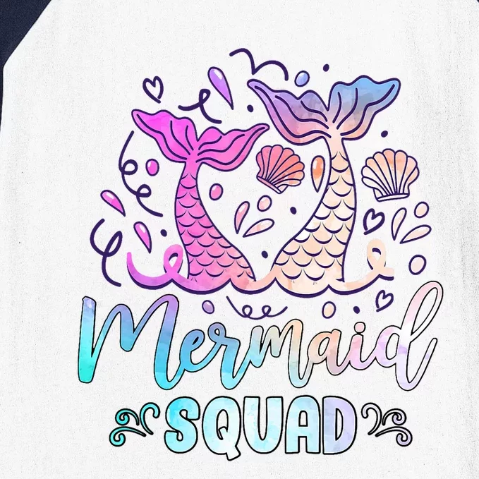 Mermaid Birthday Squad Party Girl Women Mermaid Baseball Sleeve Shirt