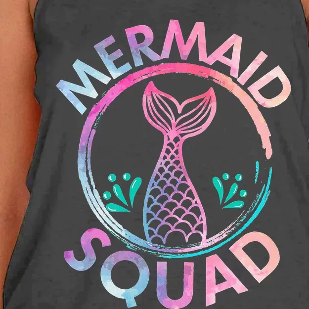 Mermaid Birthday Squad Party Women's Knotted Racerback Tank