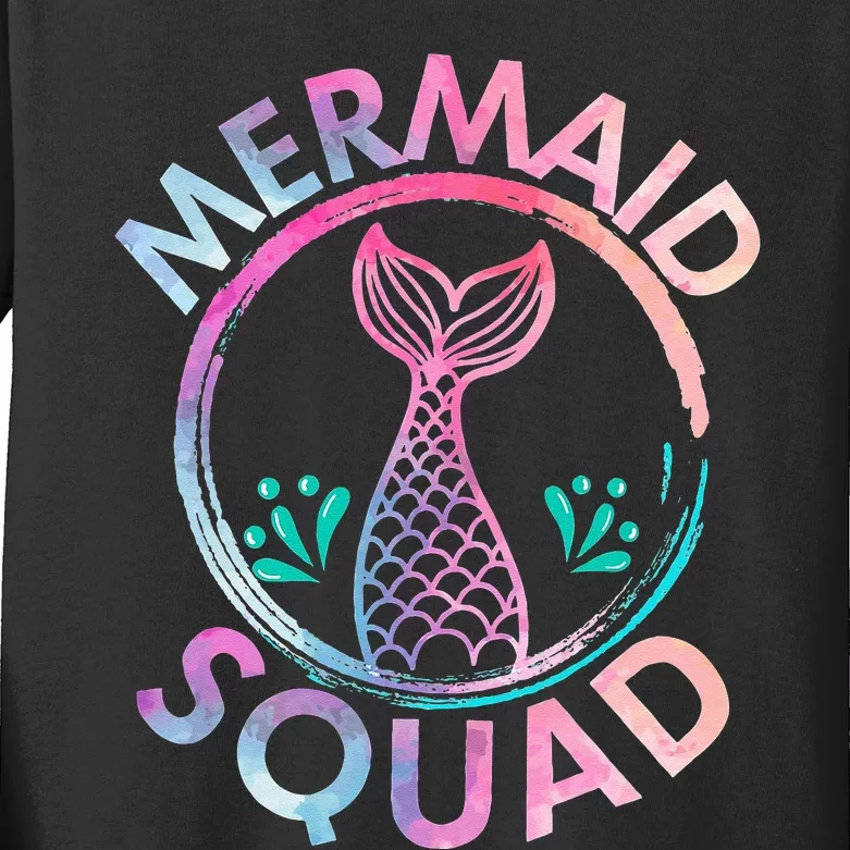 Mermaid Birthday Squad Party Kids Long Sleeve Shirt