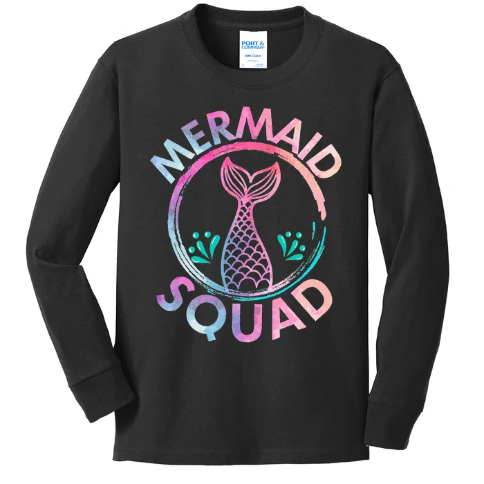 Mermaid Birthday Squad Party Kids Long Sleeve Shirt