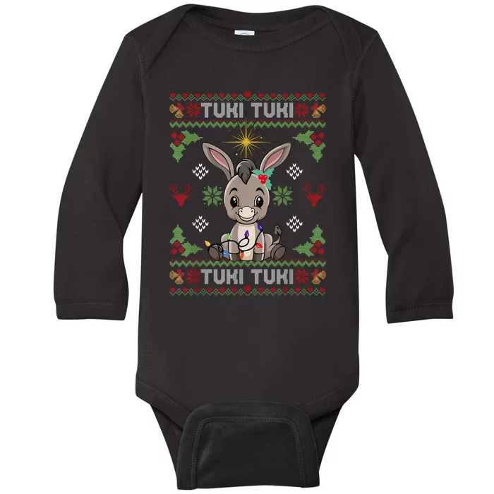 Mi Burrito Sabanero Mexican Donkey Latino Ugly Christmas Baby Long Sleeve Bodysuit