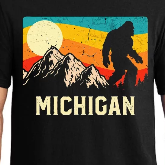 Michigan Bigfoot Sasquatch Mountains Retro Hiking Pajama Set