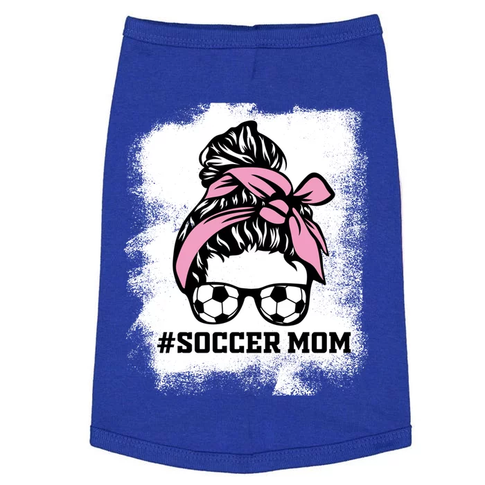 Messy Bun Soccer Mom Life Bleached Game Day Cheer Mom Gift Doggie Tank