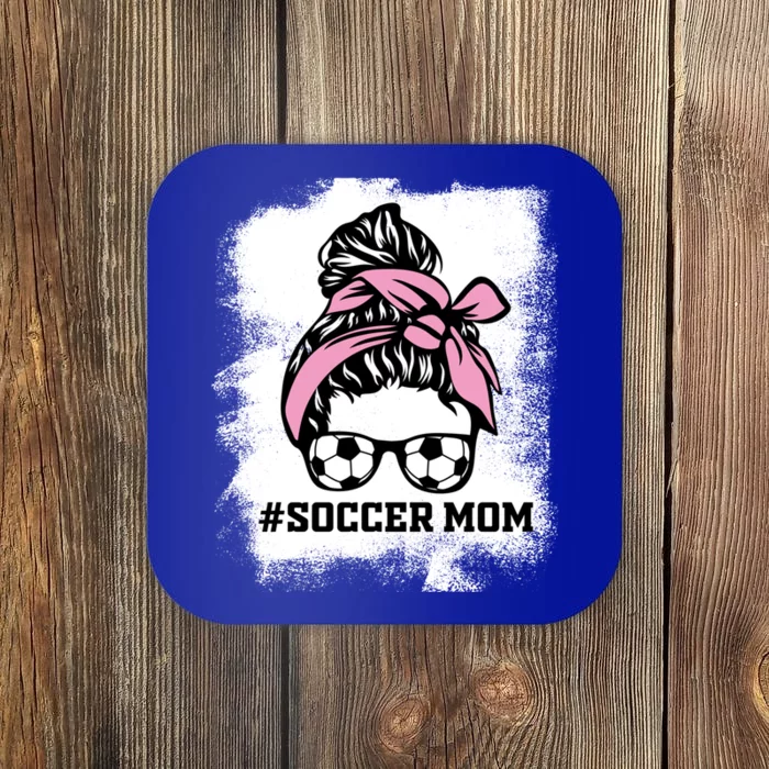 Messy Bun Soccer Mom Life Bleached Game Day Cheer Mom Gift Coaster