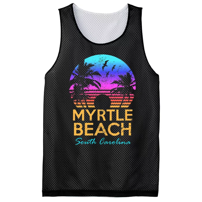 Myrtle Beach South Carolina Vacation Vintage Sunset Mesh Reversible Basketball Jersey Tank